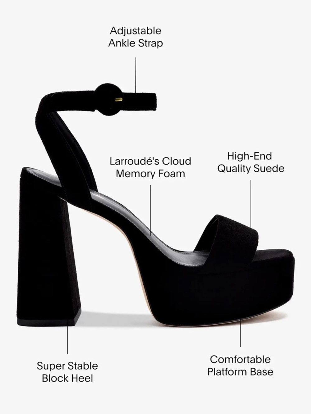 Larroude Dolly Sandal in Black Suede - Picture 5 of 5